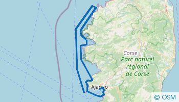 Itinerario de navegación en el norte Córcega desde Ajaccio
