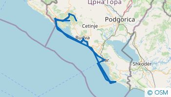  Ruta de 7 días de navegación de Kotor a  Ulcinj 