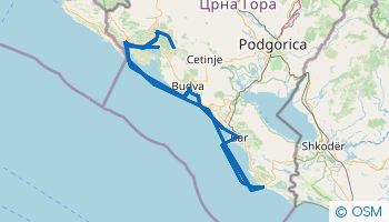  Ruta de 7 días de navegación de Kotor a  Ulcinj 