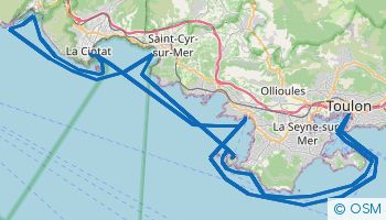 Itinerario de navegación de Toulon a las calanques de Cassis